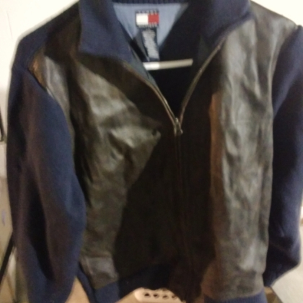 Womens Tommy Hilfiger Wool And Leather Jacket Size L